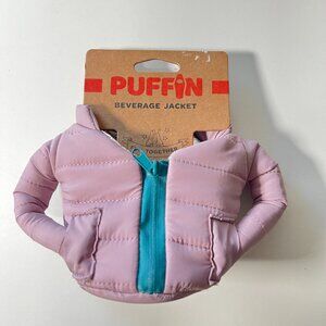 NWT Puffin Drinkware THE PUFFY Drink Holder Puffy Coat Drink Holder Pink